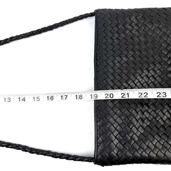 Talbots Vintage Chic Weave Handbag Black Leather Shoulder Bag‎ Braided Strap - Picture 13 of 13